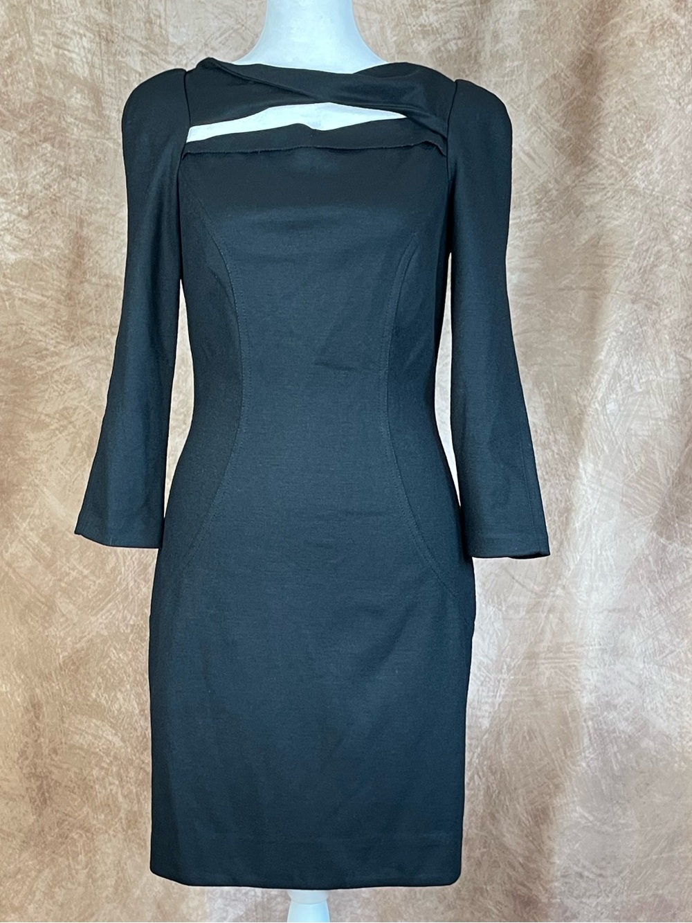 Diane Von Furstenberg Black Long-Sleeve Cutout Sheath Dress size 2
